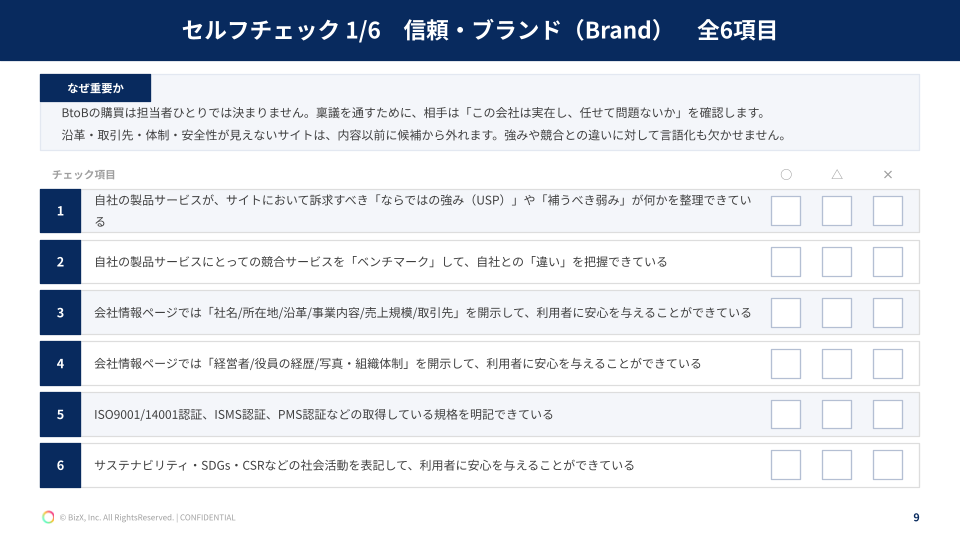 チェックシートを使って、簡単診断が可能です。